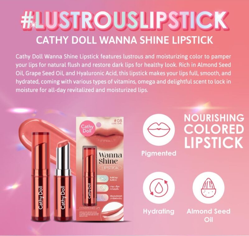 Cathy Doll Wanna Shine Lipstick 3g NEW COLOR - Image 2